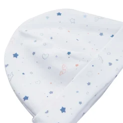 Star & Crown Print Hat, Bib And Mitten'S Set - Blue
