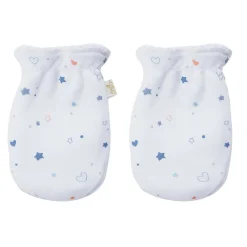 Star & Crown Print Hat, Bib And Mitten'S Set - Blue