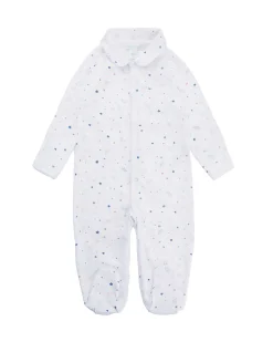 Star & Crown Sleepsuit With Mittens - Blue