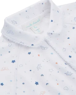 Star & Crown Sleepsuit With Mittens - Blue