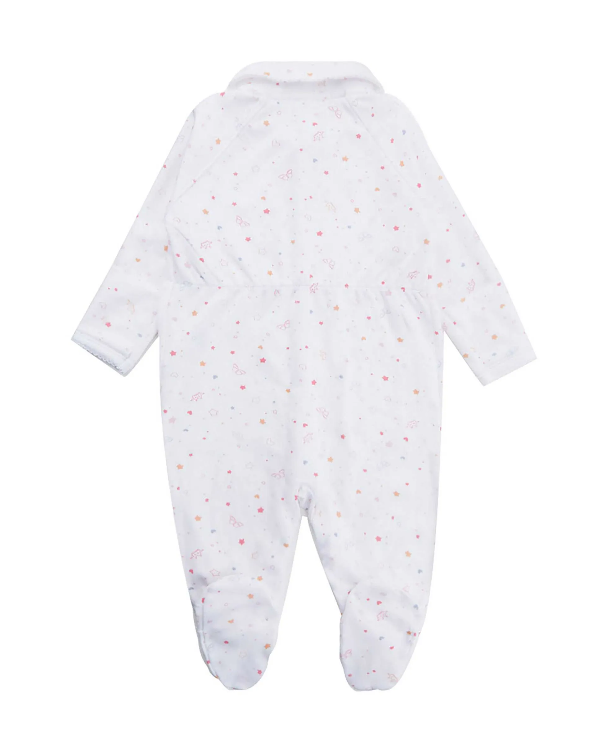 Star & Crown Sleepsuit With Mittens - Pink